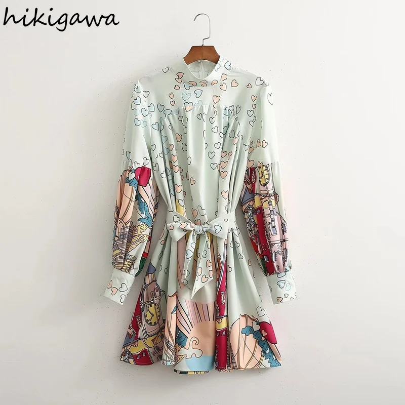 Hikigawa Women Fashion Streetwear Pattern Pringting Dress Vintage Stand Collar Lantern Long Sleeve Female Chic Zipper Vestidos
Hikigawa Women Fashion Streetwear Pattern Pringting Dress Vintage Stand Collar Lantern Long Sleeve Female Chic Zipper Vestidos