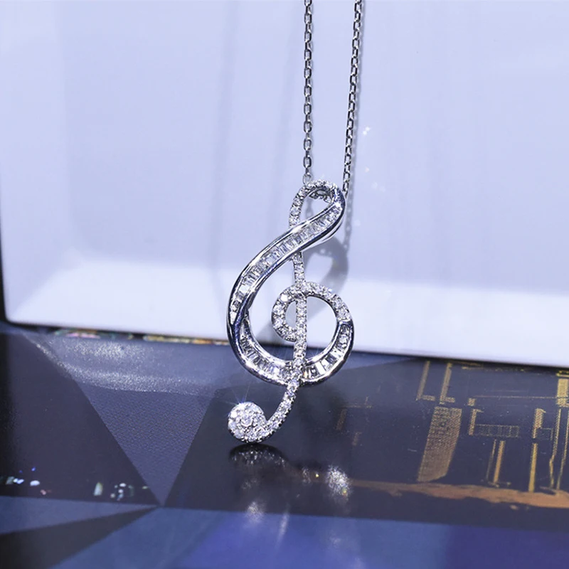 Huitan Romantic Musical Notation Shaped Pendant Necklace for Women Unique Wedding Accessories Brilliant Cubic Zirconia Jewelry 
Huitan Romantic Musical Notation Shaped Pendant Necklace for Women Unique Wedding Accessories Brilliant Cubic Zirconia Jewelry