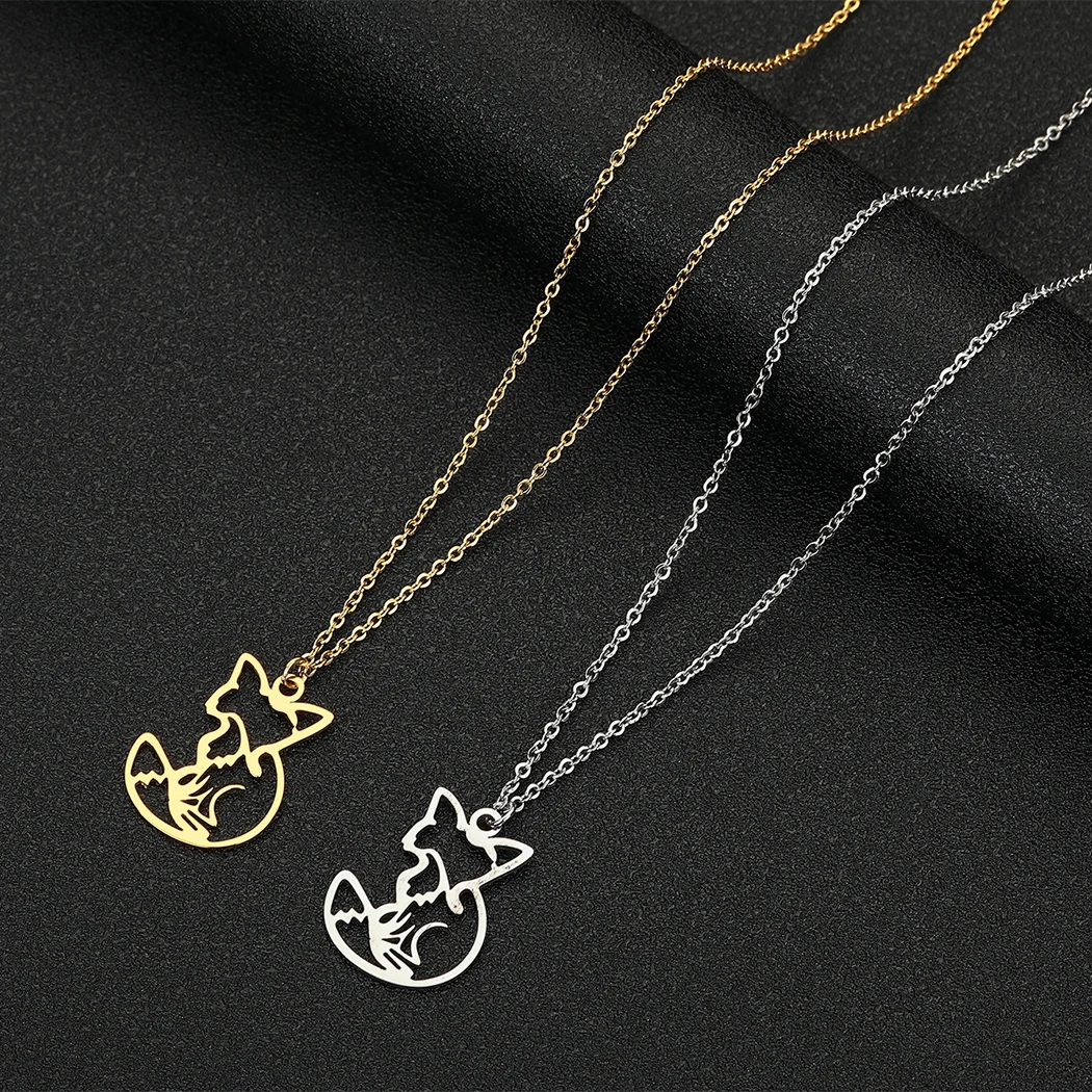 Stainless Steel Gold Plated Hollow Out Fox Charm Pendant Necklace For Women Dainty Cute Animal
Stainless Steel Gold Plated Hollow Out Fox Charm Pendant Necklace For Women Dainty Cute Animal