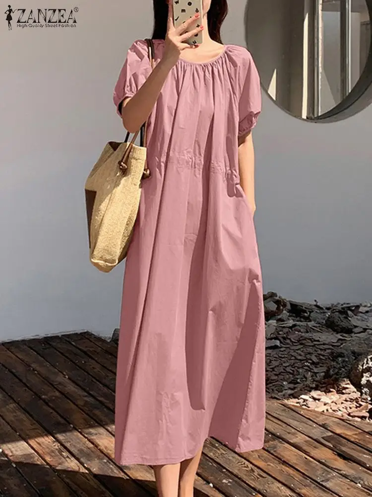 Платье ZANZEA женское с круглым вырезом, модный однотонный свободный праздничный сарафан с коротким рукавом, повседневная женская юбка средней длины, кафтан, на лето
Платье ZANZEA женское с круглым вырезом, модный однотонный свободный праздничный сарафан с коротким рукавом, повседневная женская юбка средней длины, кафтан, на лето