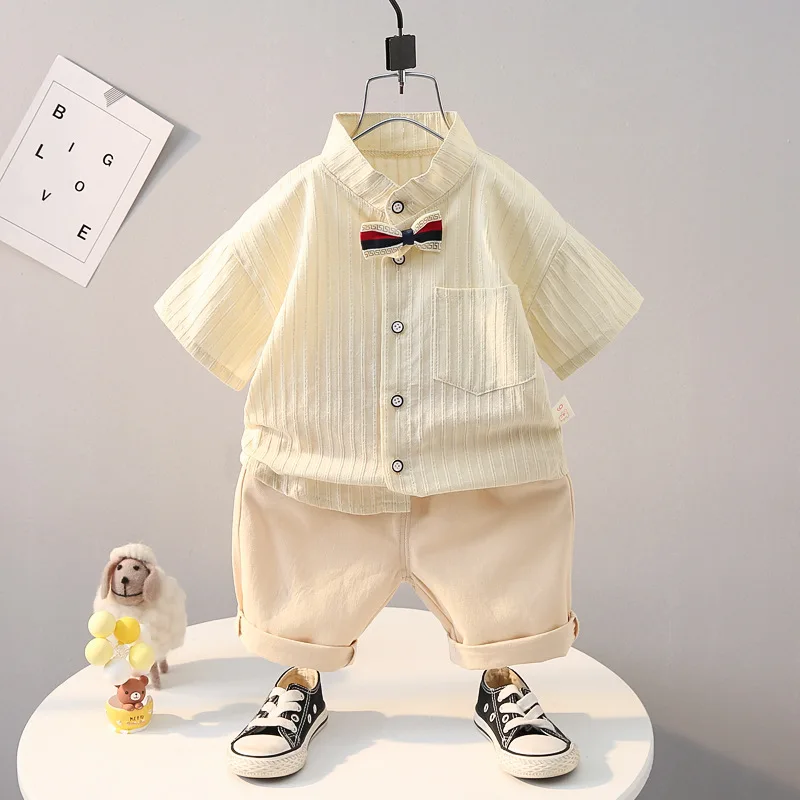 Baby Clothes Sets Summer Suit Boy Fashion Solid Color Striped Shirts Tops and Shorts 2PCS Infant Outfits Kids Bebes Tracksuits
Baby Clothes Sets Summer Suit Boy Fashion Solid Color Striped Shirts Tops and Shorts 2PCS Infant Outfits Kids Bebes Tracksuits