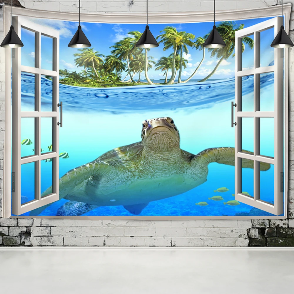 Sea Turtle Window Landscape Tapestry Wall Hanging Bohemian Psychedelic Mystery Imitation Window Home Art Decor
Sea Turtle Window Landscape Tapestry Wall Hanging Bohemian Psychedelic Mystery Imitation Window Home Art Decor