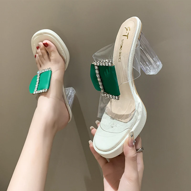 Women Pvc Slippers Crystal High Heels Shoes 2023 Designer New Summer Dress Sexy Party Pumps Sandals Flip-flops Zapatos Slides
Women Pvc Slippers Crystal High Heels Shoes 2023 Designer New Summer Dress Sexy Party Pumps Sandals Flip-flops Zapatos Slides