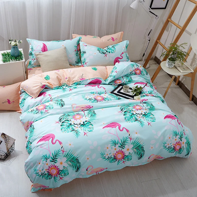 3PCS Flamingo Soft Bedclothes Green Blue Flower Polyester Quilt Cover Bedding Set With Pillowcase Queen King Duvet Cover
3PCS Flamingo Soft Bedclothes Green Blue Flower Polyester Quilt Cover Bedding Set With Pillowcase Queen King Duvet Cover