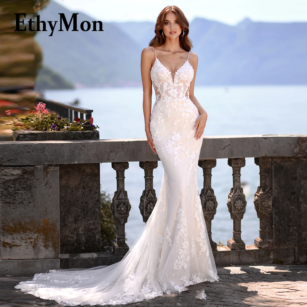 Ethymon Princess V-Neck Trumpet Spaghetti Straps Wedding Dress Tulle 2023 Bridal Gown Appliques Vestido De Casamento Custom Made
Ethymon Princess V-Neck Trumpet Spaghetti Straps Wedding Dress Tulle 2023 Bridal Gown Appliques Vestido De Casamento Custom Made