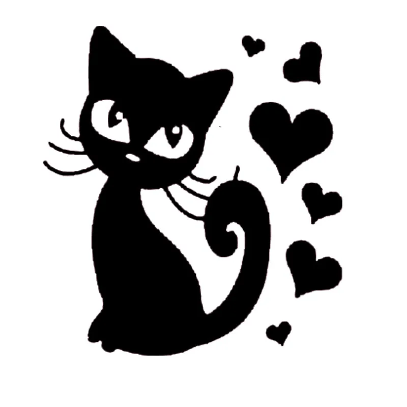 

Jpzs Funny Animal Love Cat Car Vinyl Decal Sticker, Various Sizes, Cute Style Decorative Accessories, Black/Silver, 14.8x16.5 cm