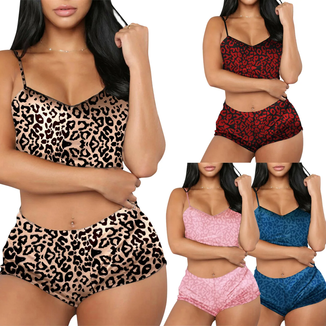European and American women's summer nightwear printed leopard print two-piece foreign trade women's dress
European and American women's summer nightwear printed leopard print two-piece foreign trade women's dress