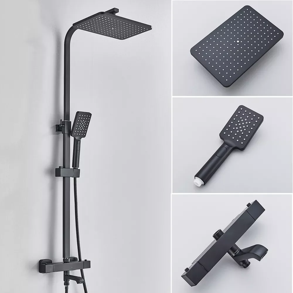 Thermostatic Black Rainfall Shower Faucet Set Shower Mixer Shower Multifunctional Bathroom Faucet Easy to install
Thermostatic Black Rainfall Shower Faucet Set Shower Mixer Shower Multifunctional Bathroom Faucet Easy to install