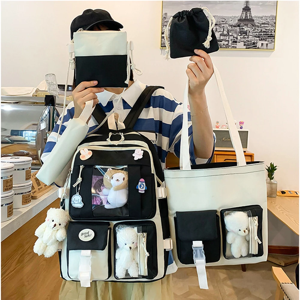 Kawaii Backpack SET 5 Pcs Kawaii School Backpack Bookbag with Badge& Plush Pendan,Shoulder Bag,Pencil Bags,Tote Bags,Small Bags
Kawaii Backpack SET 5 Pcs Kawaii School Backpack Bookbag with Badge& Plush Pendan,Shoulder Bag,Pencil Bags,Tote Bags,Small Bags