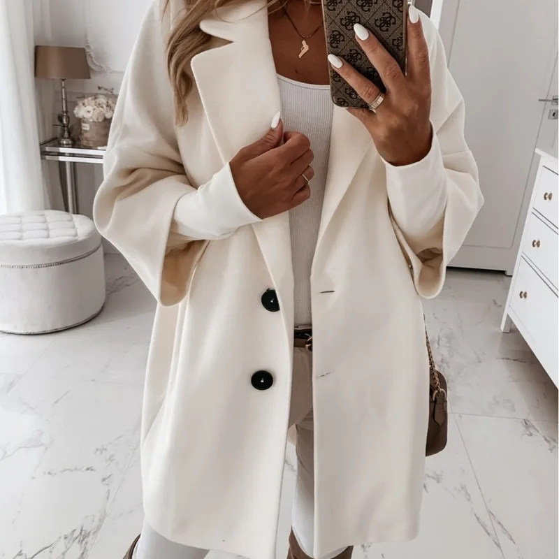 Autumn and Winter Coat Women's Solid Color Loose Single-breasted Button Pockets Fashion Casual Sleeve Long Coat Coat 4 Colors
Autumn and Winter Coat Women's Solid Color Loose Single-breasted Button Pockets Fashion Casual Sleeve Long Coat Coat 4 Colors