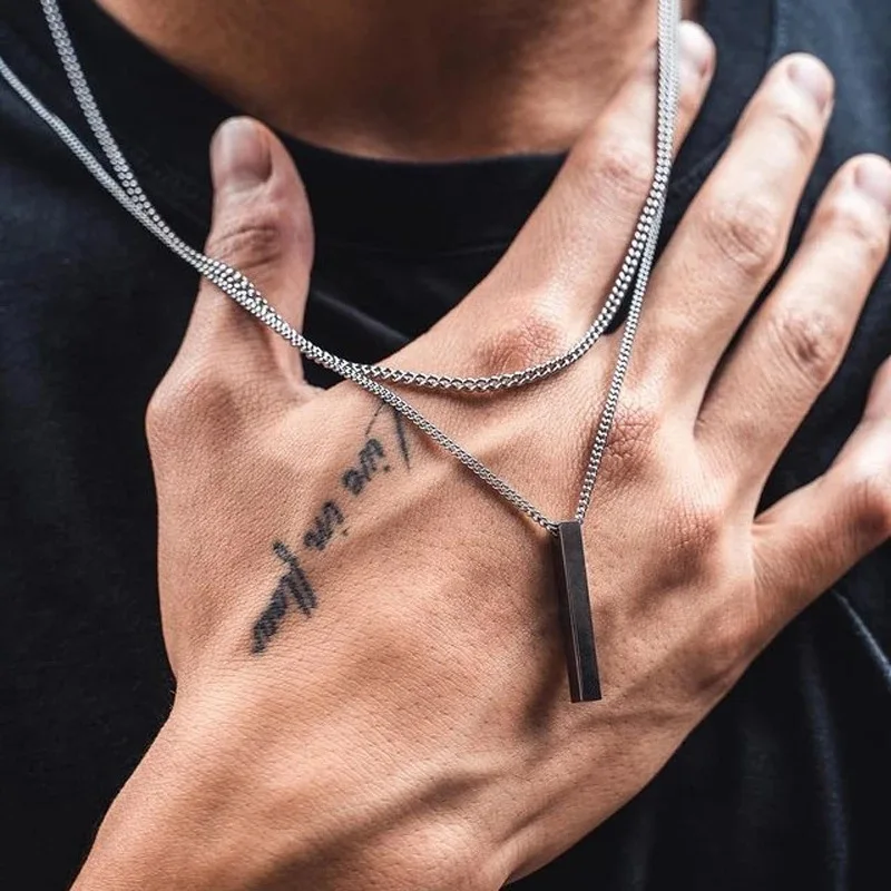 Fashion New Black Rectangle Pendant Necklace Men Trendy Simple Stainless Steel Chain Men Necklace Jewelry Gift
Fashion New Black Rectangle Pendant Necklace Men Trendy Simple Stainless Steel Chain Men Necklace Jewelry Gift