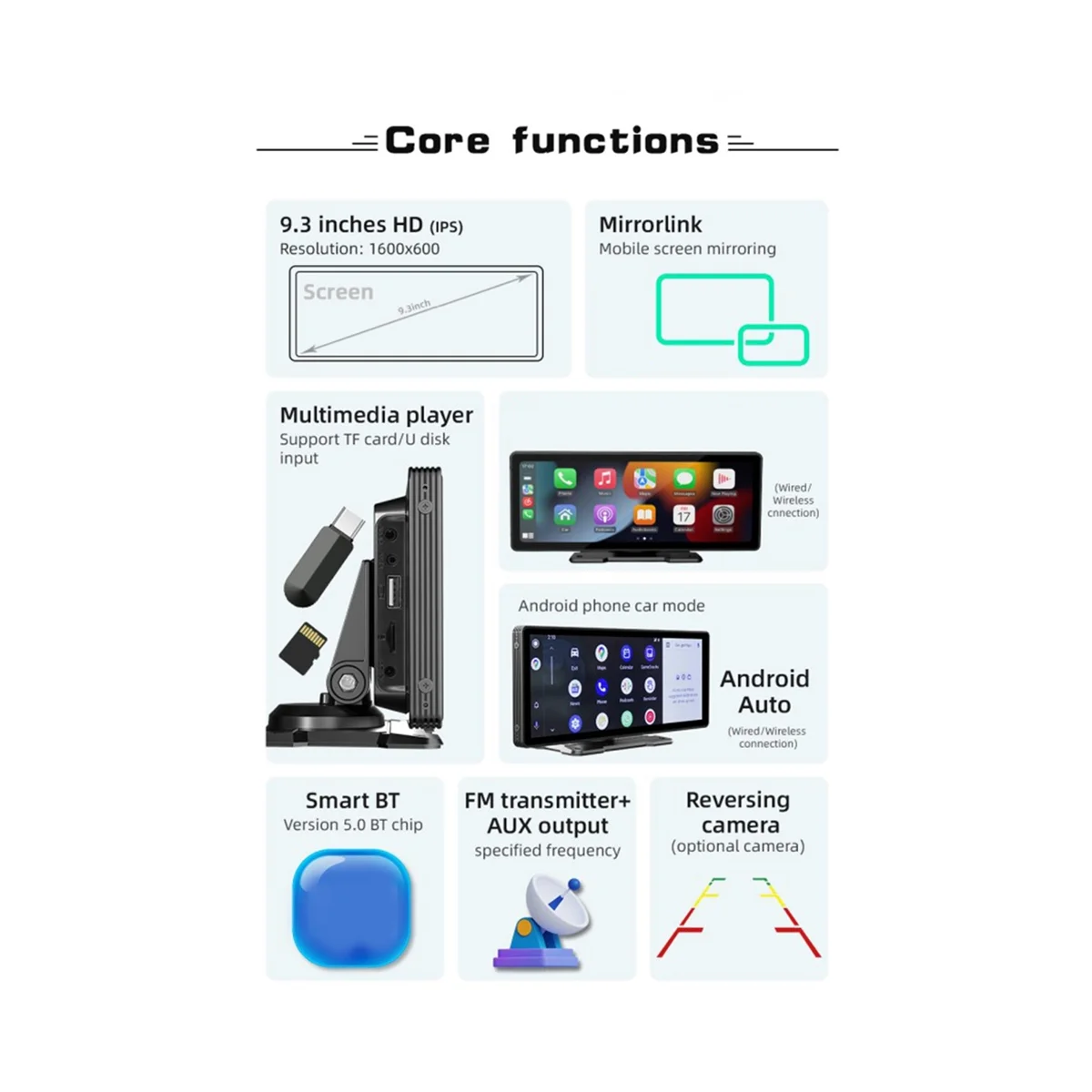9.3Inch Car Touch Screen Wireless CarPlay Android Auto Car Portable Radio Bluetooth MP5 B5303
9.3Inch Car Touch Screen Wireless CarPlay Android Auto Car Portable Radio Bluetooth MP5 B5303