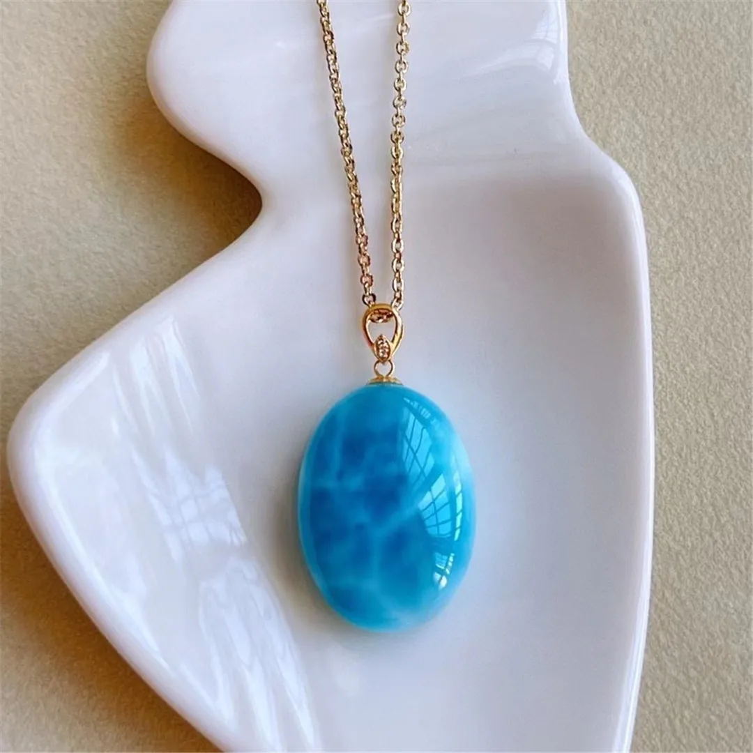 Natural Larimar Crystal Pendant 18K Gold For Women Man Luck Gift 20x14x8mm Beads Dominica Water Pattern Stone Jewelry AAAAA
Natural Larimar Crystal Pendant 18K Gold For Women Man Luck Gift 20x14x8mm Beads Dominica Water Pattern Stone Jewelry AAAAA