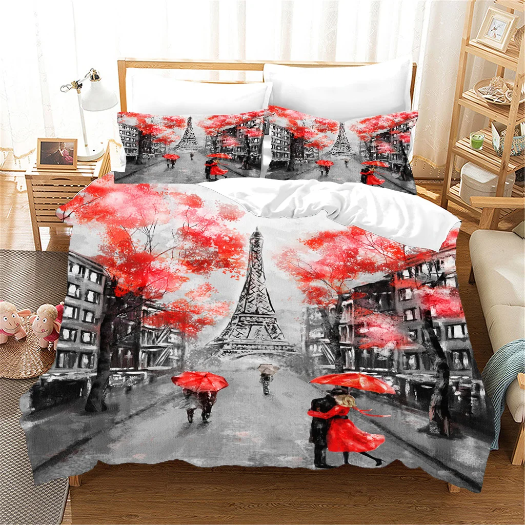 Modern City View Eiffel Tower Series Couples Design 3PCS Bedding Sets Single Double Bed Duvet Cover Set and 2 pcs Pillow cover
Modern City View Eiffel Tower Series Couples Design 3PCS Bedding Sets Single Double Bed Duvet Cover Set and 2 pcs Pillow cover