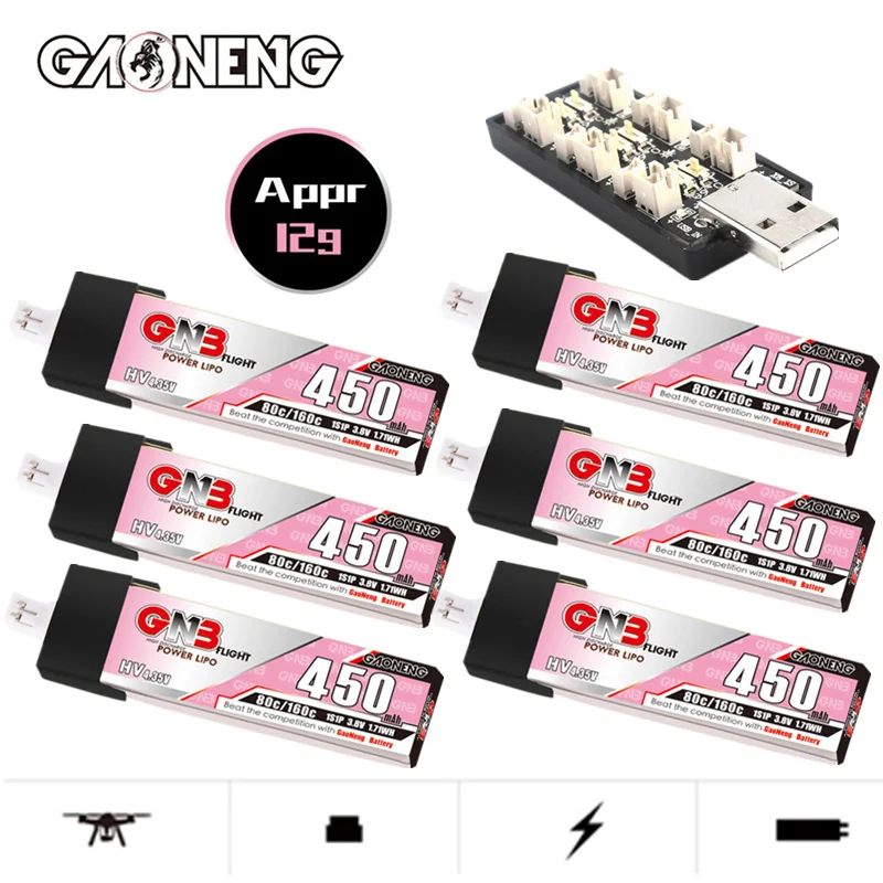 Max 160C GNB 1S 3.8V 450mAh Lipo Battery+Charger TinyHawkSII For Crossing Aircraft Model UAV FPV Drone 3.8V Battery
Max 160C GNB 1S 3.8V 450mAh Lipo Battery+Charger TinyHawkSII For Crossing Aircraft Model UAV FPV Drone 3.8V Battery