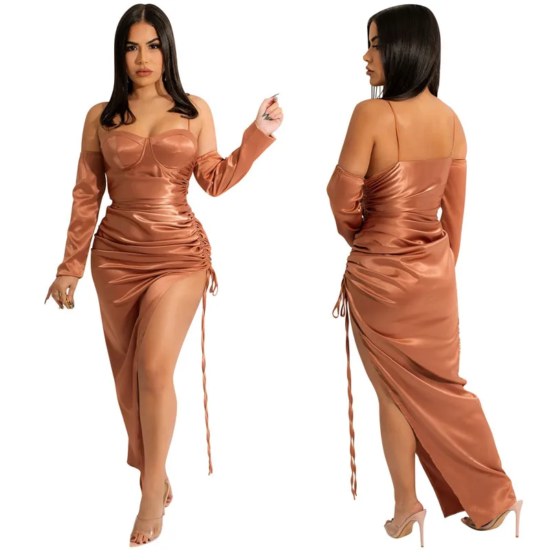 FUDA Drawstring Ruched High Side Split Irregular Bodycon Maxi Women Dress Off Shoulder Long Sleeve Long Sexy Night Party Dress
FUDA Drawstring Ruched High Side Split Irregular Bodycon Maxi Women Dress Off Shoulder Long Sleeve Long Sexy Night Party Dress