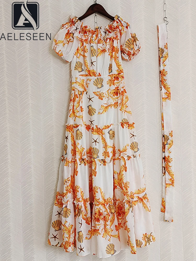 AELESEEN 2022 Summer Elegant Long Dress Designer New Women Short Sleeve Flowers Printed High Quality Belt Holiday Party Full
AELESEEN 2022 Summer Elegant Long Dress Designer New Women Short Sleeve Flowers Printed High Quality Belt Holiday Party Full