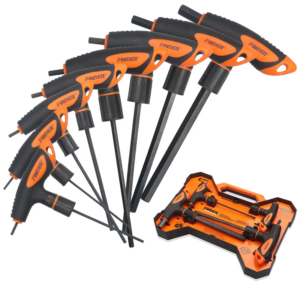 8 PC T-handle Allen Wrench Set Metric Long Arm Ball End,T Handle Hex Key Set with Storage Box, Two-Tip Design and Chamfered Tips
8 PC T-handle Allen Wrench Set Metric Long Arm Ball End,T Handle Hex Key Set with Storage Box, Two-Tip Design and Chamfered Tips