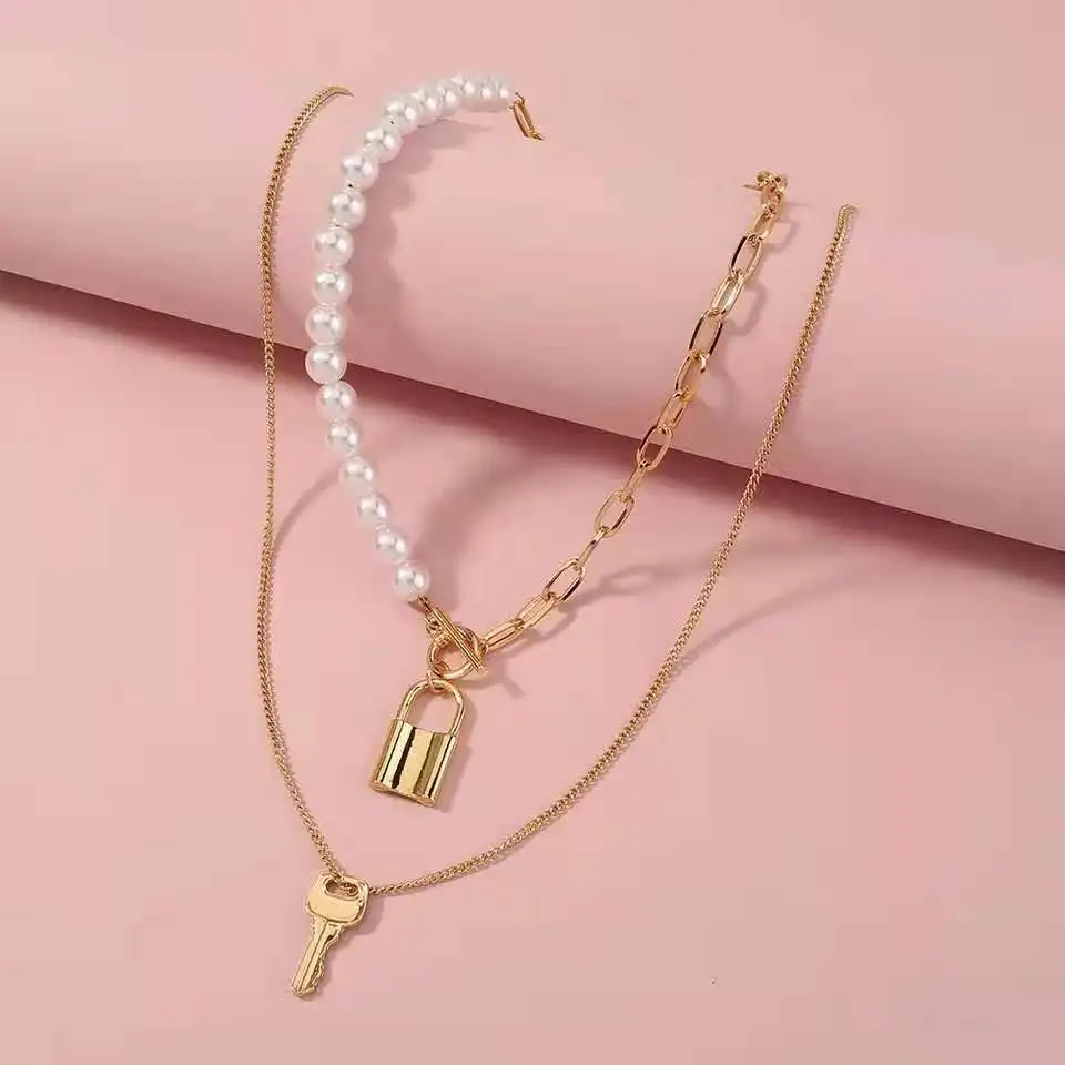 New Jewelry Fashion Creative Stitching Design Pearl Lattice Double-layer Pearl Simple Clavicle Chain Detachable Hiphop Necklace
New Jewelry Fashion Creative Stitching Design Pearl Lattice Double-layer Pearl Simple Clavicle Chain Detachable Hiphop Necklace