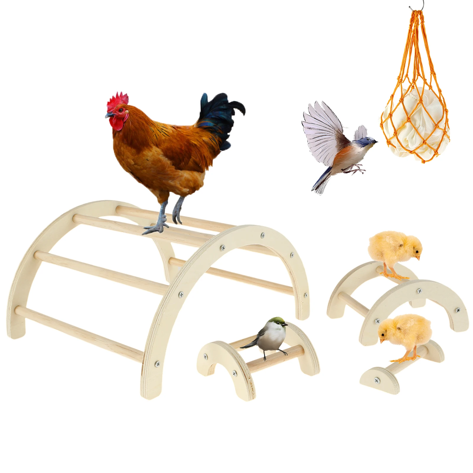 4Pcs Chicken Perch Toys with Net Bag Wooden Chick Perch Stand Fun Toy Stand for Chicken Bird Parrot Hens Backyard
4Pcs Chicken Perch Toys with Net Bag Wooden Chick Perch Stand Fun Toy Stand for Chicken Bird Parrot Hens Backyard