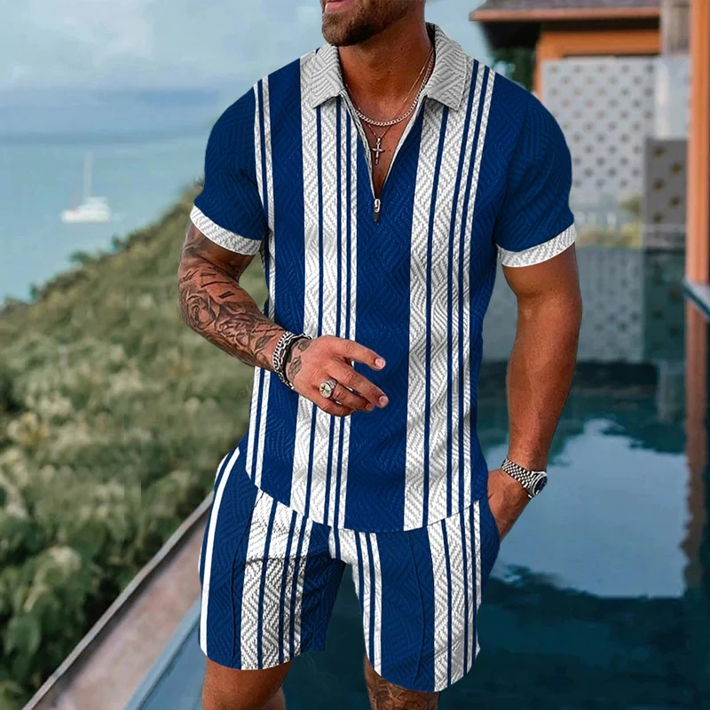 Summer Men's Luxury Polo T-shirts Shorts 2 Pices Set Fashionable Sports Suits Vintage Striped Printed Men's Casual Sportwear
Summer Men's Luxury Polo T-shirts Shorts 2 Pices Set Fashionable Sports Suits Vintage Striped Printed Men's Casual Sportwear