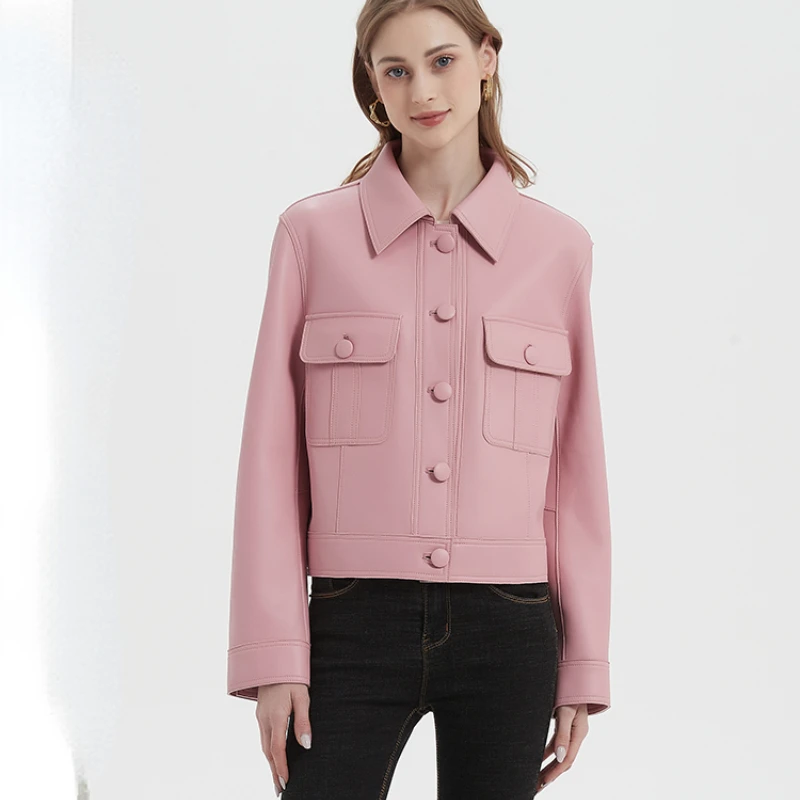 New Women Real Leather Jacket Female Turn Down Collar PU Motorcycle Jackets Ladies Loose Streetwear Outerwear Leather Coat G41
New Women Real Leather Jacket Female Turn Down Collar PU Motorcycle Jackets Ladies Loose Streetwear Outerwear Leather Coat G41