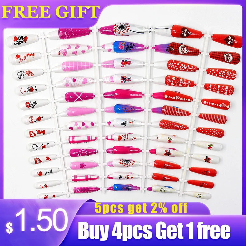 24pcs/sheet long fake nails french coffin shape cute valentine designs press onfaux ongles tips supplies DIY false acrylic nail
24pcs/sheet long fake nails french coffin shape cute valentine designs press onfaux ongles tips supplies DIY false acrylic nail