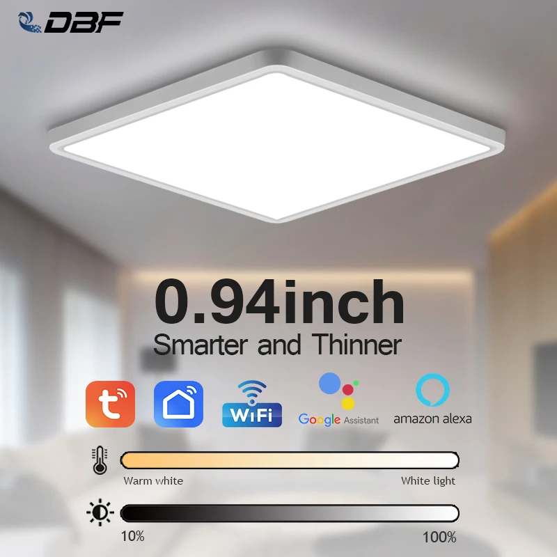 

Tuya LED Ceiling Lamp Smart Square 24W 36W Remote/Phone App Voice Alexa/Google Control Ultrathin Large Ceiling Light Living Room