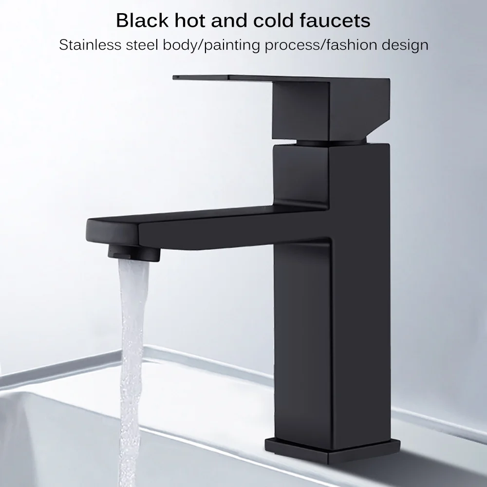 Nordic Bathroom Basin Faucet Stainless Steel Fashion Black Copper Bottom Square Single Hole Baking Paint Cold Hot Sink Taps
Nordic Bathroom Basin Faucet Stainless Steel Fashion Black Copper Bottom Square Single Hole Baking Paint Cold Hot Sink Taps