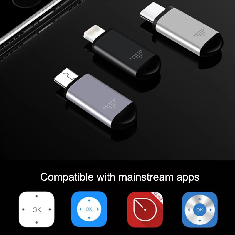 Mobile Phone Remote Control Appliances Adapter for TV Air Conditioner IR Appliances Wireless For IPhone/Micro USB/Type-C
Mobile Phone Remote Control Appliances Adapter for TV Air Conditioner IR Appliances Wireless For IPhone/Micro USB/Type-C