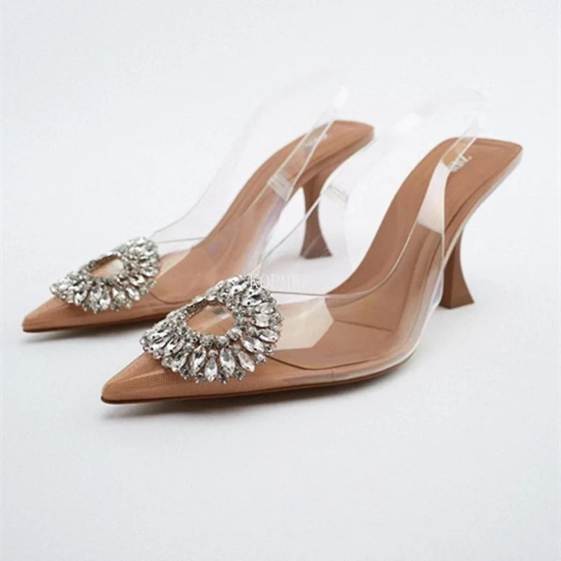 Summer Women Sandals PVC Transparent Crystal Womens Shoes Pointed Toe Thin High Heels Party Prom Slides Shoes Slingback 35-43
Summer Women Sandals PVC Transparent Crystal Womens Shoes Pointed Toe Thin High Heels Party Prom Slides Shoes Slingback 35-43