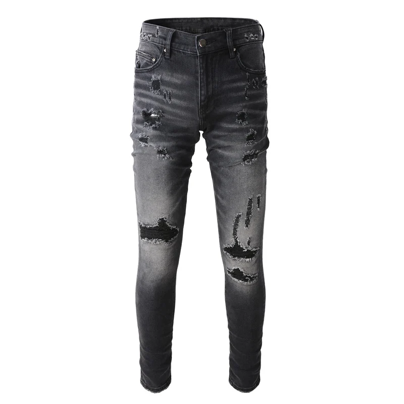 High Street Fashion Men Jeans Retro Black Gray Slim Fit Brand Destroyed Ripped Jeans Men Patch Designer Hip Hop Denim Punk Pants
High Street Fashion Men Jeans Retro Black Gray Slim Fit Brand Destroyed Ripped Jeans Men Patch Designer Hip Hop Denim Punk Pants