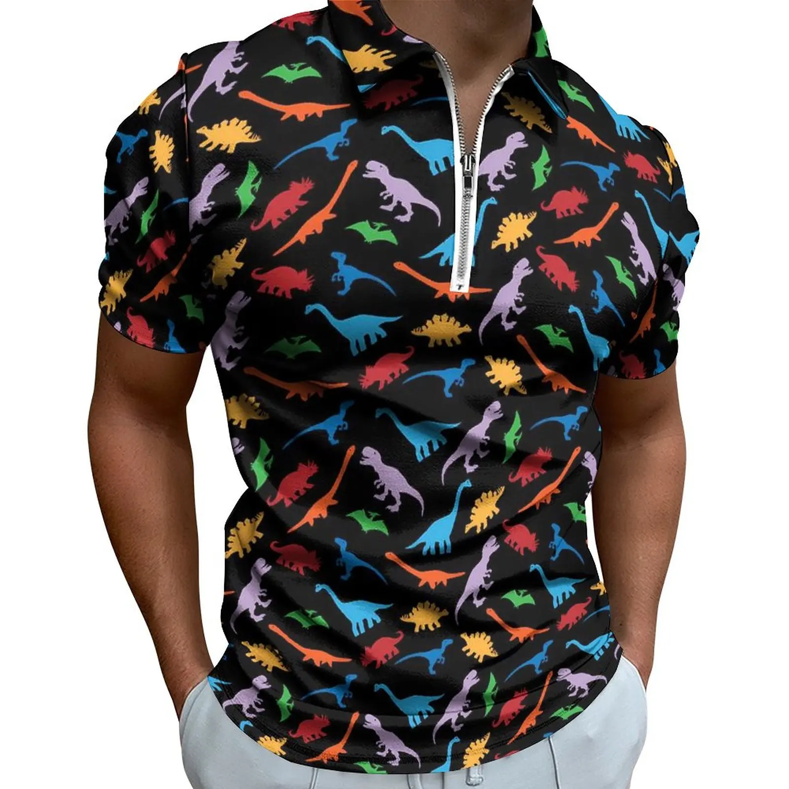 Dinosaur Silhouette Polo Shirts Colorful Animal Casual Shirt Summer Funny Male Short-Sleeved Zipper Design T-Shirts
Dinosaur Silhouette Polo Shirts Colorful Animal Casual Shirt Summer Funny Male Short-Sleeved Zipper Design T-Shirts