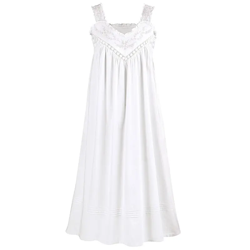 

Женская ночная рубашка из 100% хлопка, летняя сорочка, ночные рубашки, одежда для сна для женщин-Белый-1X