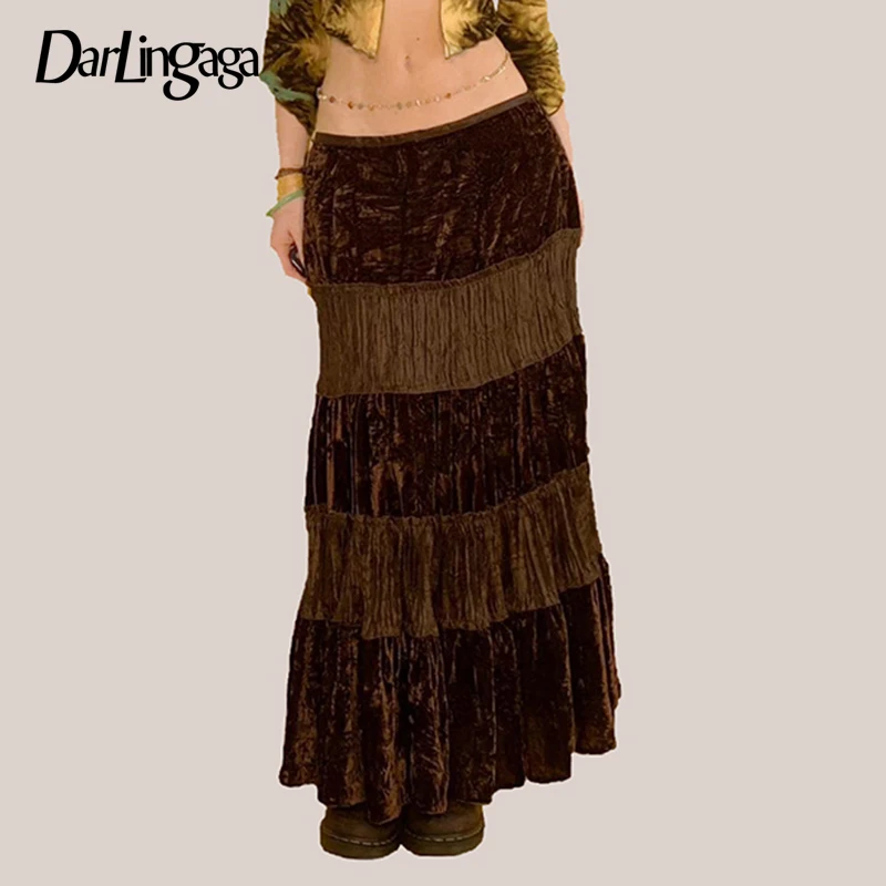 Darlingaga Fashion Velour Patchwork Autumn Skirt Women Loose Stitching Vintage Brown Maxi Skirt Contrast Grunge Fairycore Bottom
Darlingaga Fashion Velour Patchwork Autumn Skirt Women Loose Stitching Vintage Brown Maxi Skirt Contrast Grunge Fairycore Bottom