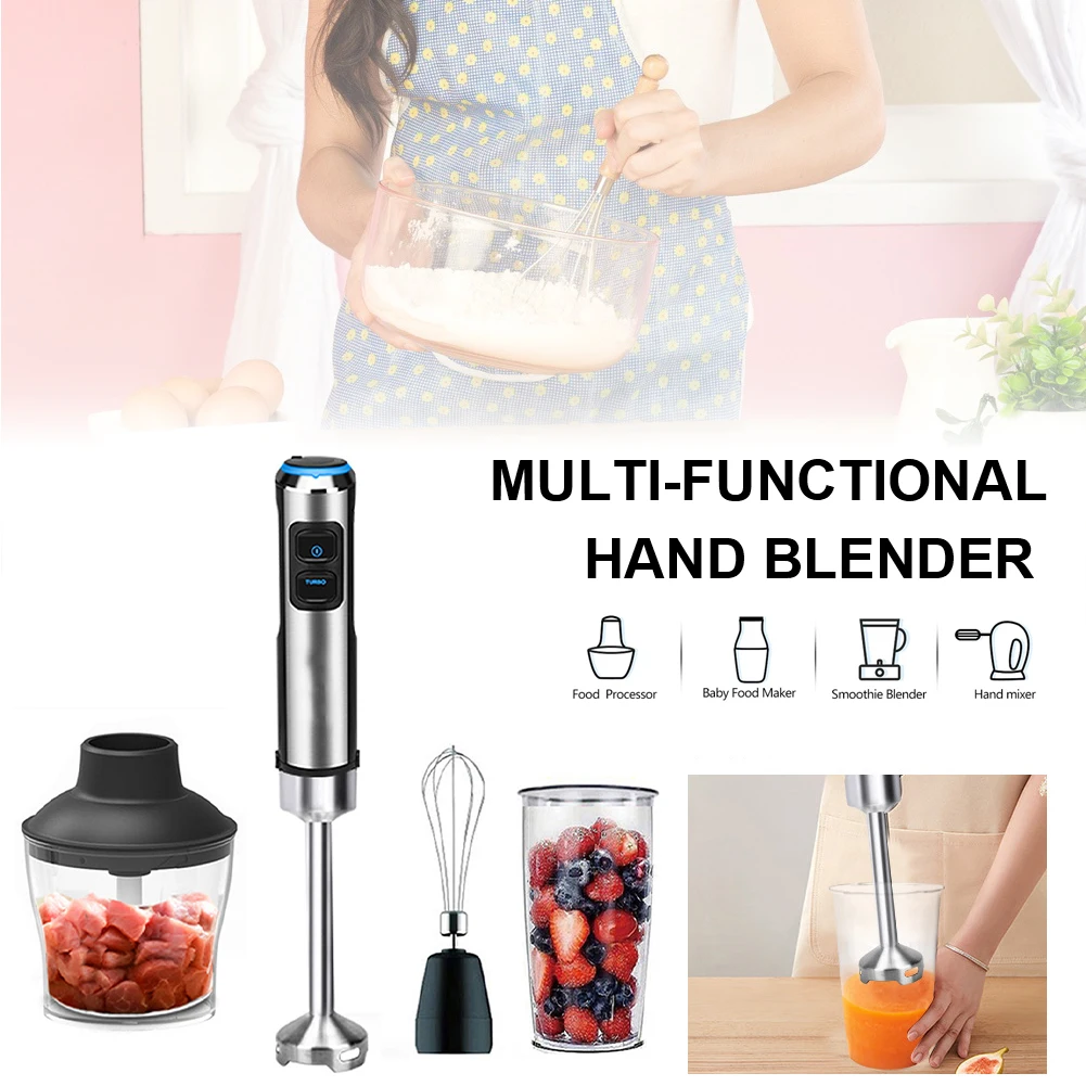 Immersion Hand Blender 1500W 4 In 1 Multifunction Handheld Stick Blender Mixer Stainless Steel with Whisk Chopper Measure Cup
Immersion Hand Blender 1500W 4 In 1 Multifunction Handheld Stick Blender Mixer Stainless Steel with Whisk Chopper Measure Cup