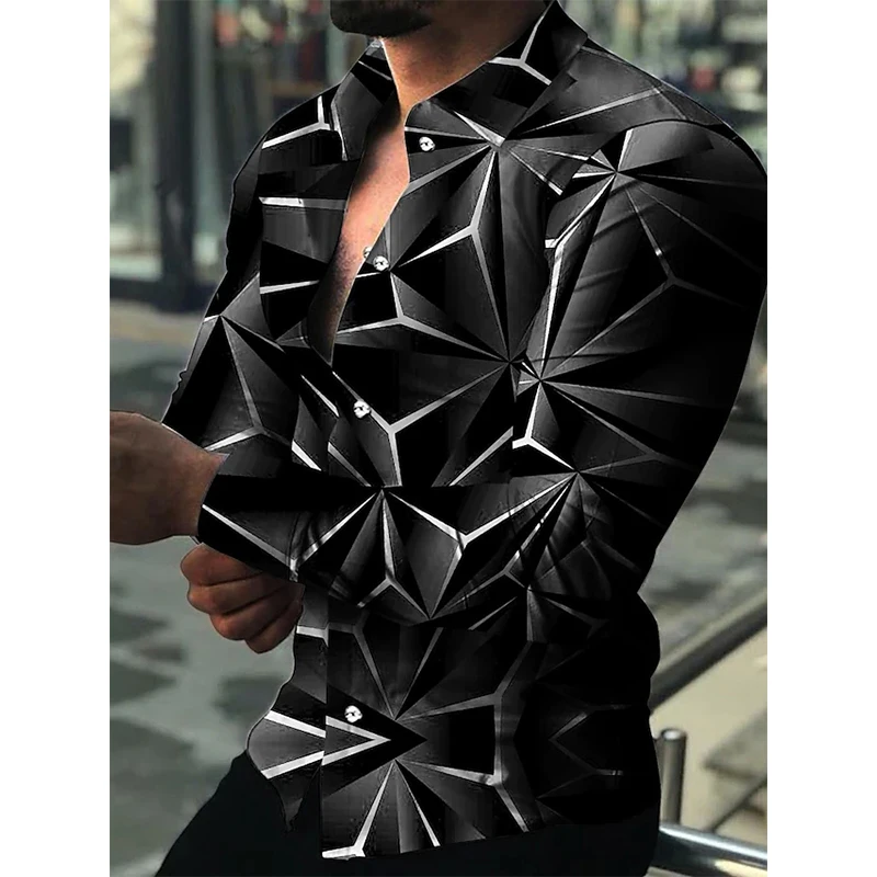 Fashion Luxury Men Shirts Single Breasted Shirt Casual Triangular Rhombus Print Long Sleeve Tops Men's Clothing Hawaii Cardigan
Fashion Luxury Men Shirts Single Breasted Shirt Casual Triangular Rhombus Print Long Sleeve Tops Men's Clothing Hawaii Cardigan