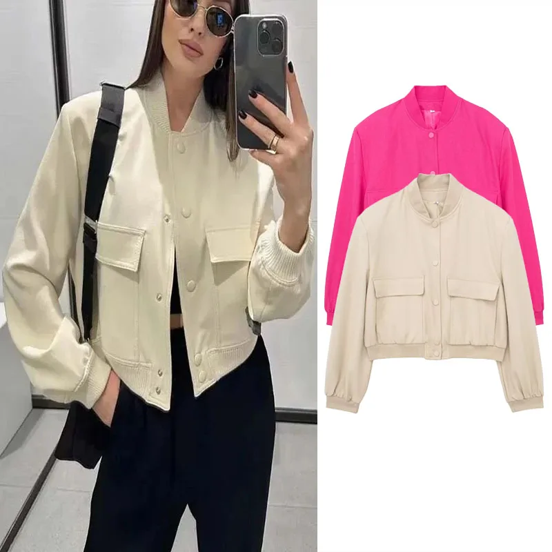 TRAF Woman Big Pocket Crop Jacket Casual 2 Colors Stand Collar Outwear Female Fashion Single Breasted jackets Streetwear Autumn
TRAF Woman Big Pocket Crop Jacket Casual 2 Colors Stand Collar Outwear Female Fashion Single Breasted jackets Streetwear Autumn