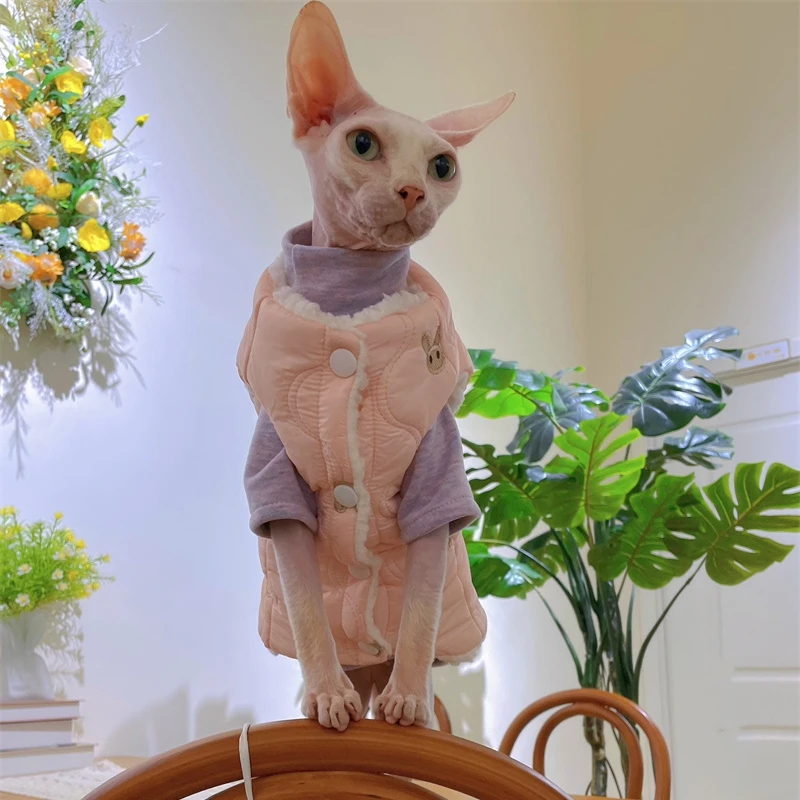 Fleece pink Jacket for Sphynx Cat Winter Soft Coat for Famale Cat Kittens Warm Sweet thick floral Vest for Devon Rex Clothing
Fleece pink Jacket for Sphynx Cat Winter Soft Coat for Famale Cat Kittens Warm Sweet thick floral Vest for Devon Rex Clothing