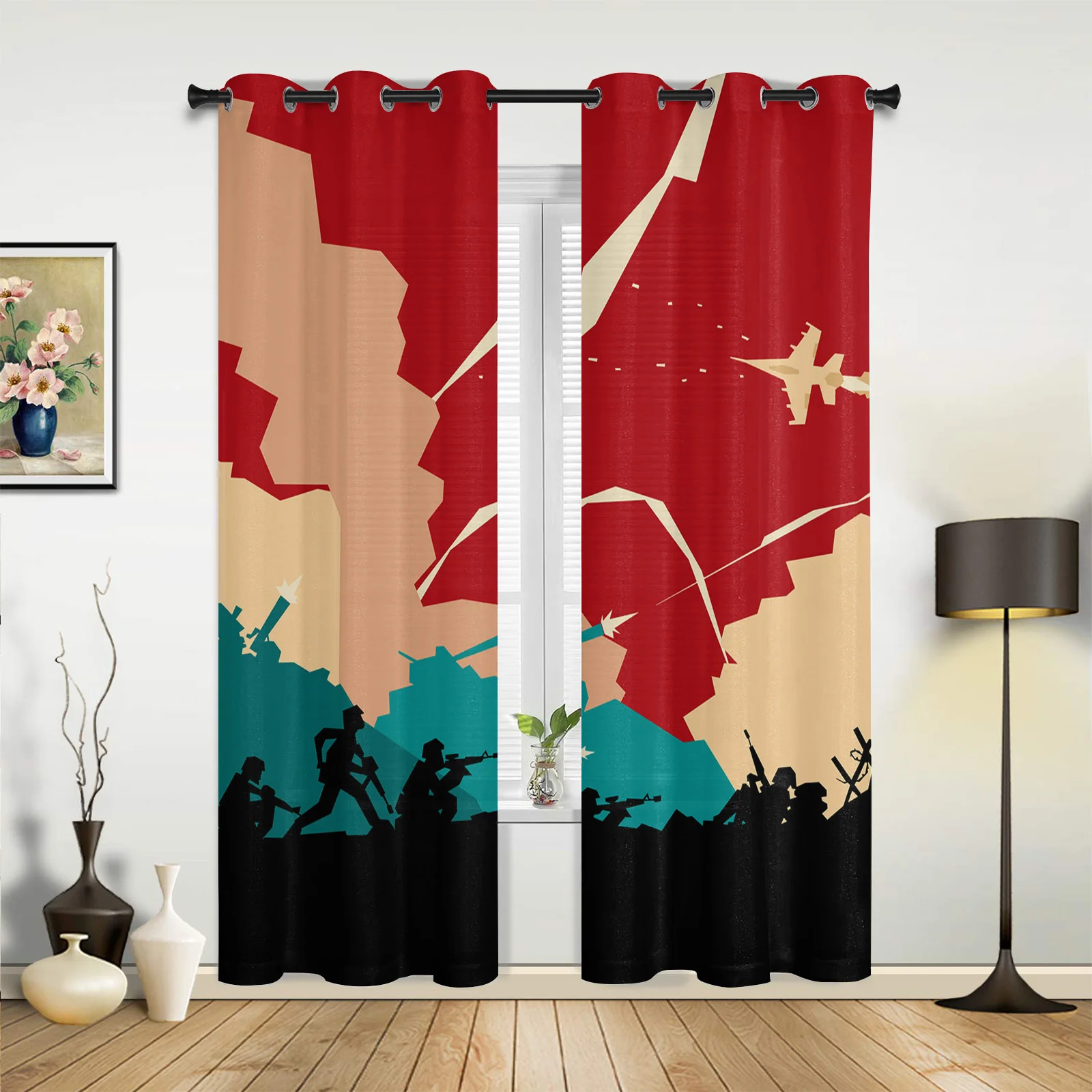 War Character Weapon Plane Window Curtains for Living Room Home Decor Bedroom Curtains Left and Right Biparting Open Drapes
War Character Weapon Plane Window Curtains for Living Room Home Decor Bedroom Curtains Left and Right Biparting Open Drapes