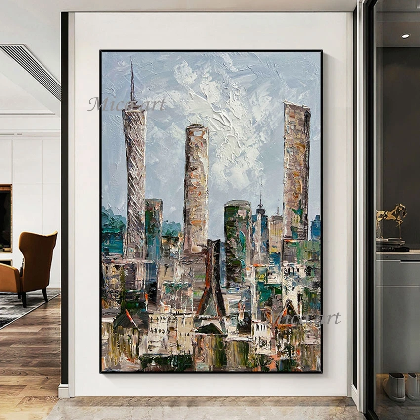 

3D Paris Street Scene Oil Painting Abstract Unframed Acrylic Wall Art Picture For Living Room Large Size Canvas Design Artwork