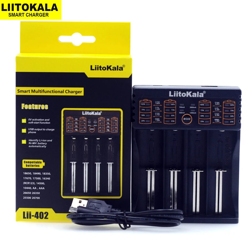 Liitokala Lii-402 Lii-202 Lii-M4 Lii-500 3.7V / 1.2V Multifunction 18650 26650 21700 17355 18350 14500 AA AAA Battery Charger
Liitokala Lii-402 Lii-202 Lii-M4 Lii-500 3.7V / 1.2V Multifunction 18650 26650 21700 17355 18350 14500 AA AAA Battery Charger