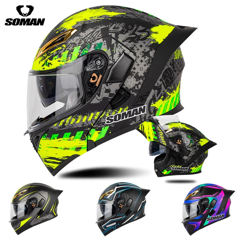 SOMAN Modular Motorcycle Helmet Women Dual Lens Flip Up Casco Moto DOT Approved Full Face Crash Helmet Motorbike Protective Gear
SOMAN Modular Motorcycle Helmet Women Dual Lens Flip Up Casco Moto DOT Approved Full Face Crash Helmet Motorbike Protective Gear