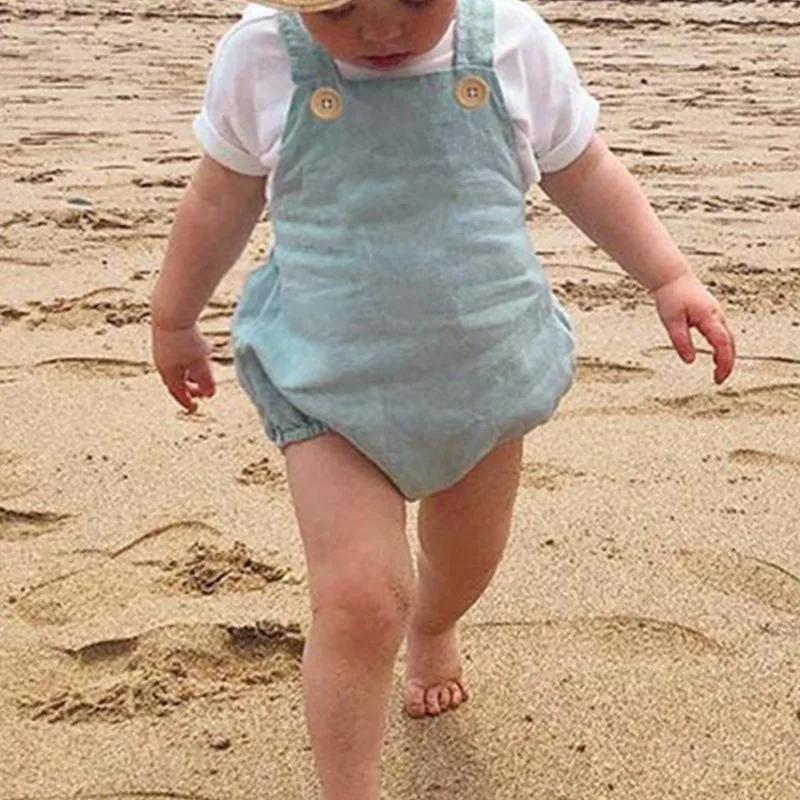 2022 Baby Summer Clothes Newborn Baby Boys Girls Buttons Striped Romper Fashion Sleeveless Romper Cotton Linen Jumpsuit
2022 Baby Summer Clothes Newborn Baby Boys Girls Buttons Striped Romper Fashion Sleeveless Romper Cotton Linen Jumpsuit