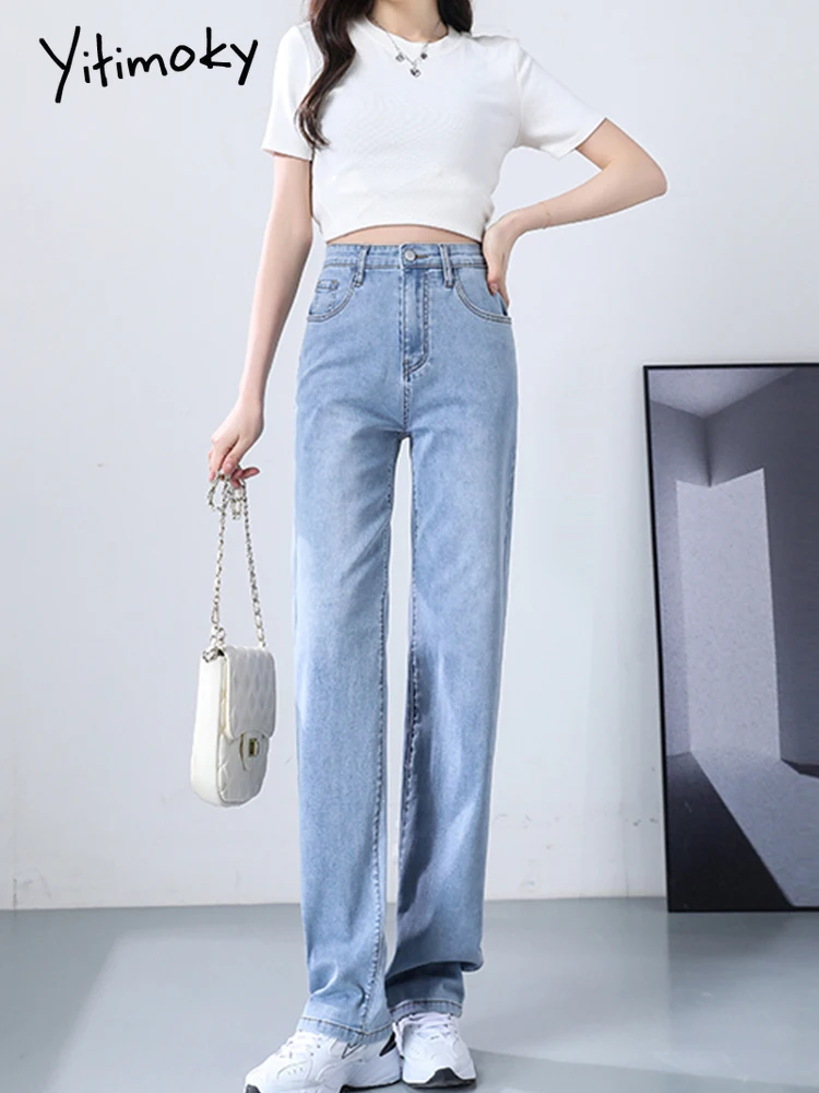 Yitimoky High Waist Fashion Light Blue Loose Jeans 2022 Autumn Flare Pants Full Length Vintage Straight Ladies Jeans For Women
Yitimoky High Waist Fashion Light Blue Loose Jeans 2022 Autumn Flare Pants Full Length Vintage Straight Ladies Jeans For Women