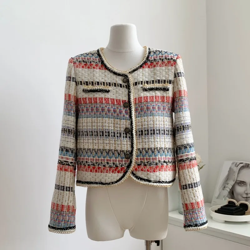 Runway Korean Elegant Color Stitching Chic Luxury Woolen Tweed Jacket Women High Quality Sweet Coats Female Casacos Outerwear
Runway Korean Elegant Color Stitching Chic Luxury Woolen Tweed Jacket Women High Quality Sweet Coats Female Casacos Outerwear