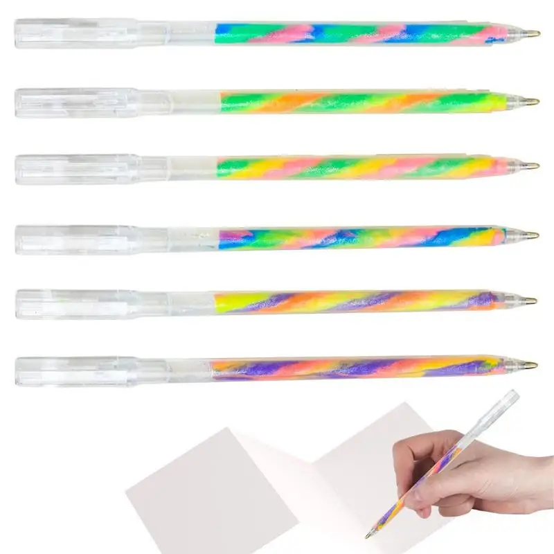 Sparkly Gel Pens 6pcs 1.2mm Fine Tip Rainbow Gradient Pens For Painting Gel Markers Pen Set For Drawing Doodling Journaling
Sparkly Gel Pens 6pcs 1.2mm Fine Tip Rainbow Gradient Pens For Painting Gel Markers Pen Set For Drawing Doodling Journaling