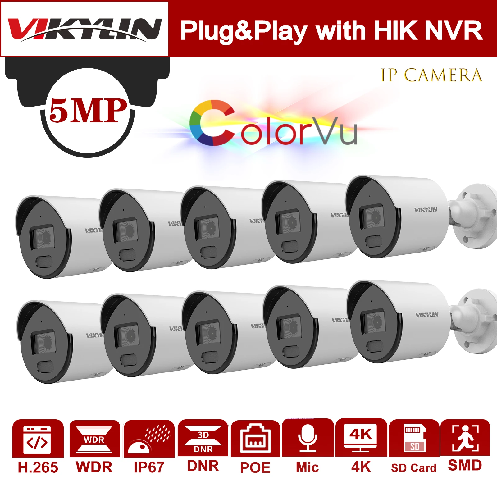 Vikylin 5mp Colorvu IP Camera OEM HIK DS-2CD1057G0-LUF Built-in MIC SD Card Slot Surveillance IP Camera HIK-Connect P2P View
Vikylin 5mp Colorvu IP Camera OEM HIK DS-2CD1057G0-LUF Built-in MIC SD Card Slot Surveillance IP Camera HIK-Connect P2P View