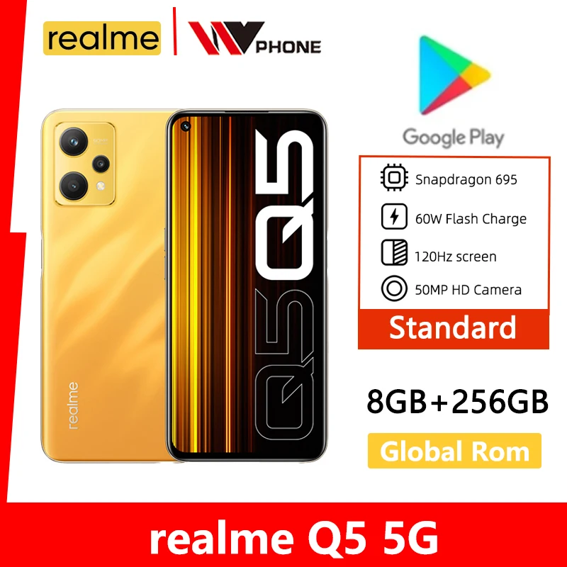 

realme Q5 SmartPhone 5G Snapdragon 695 Octa Core Android Smartphones 6.6" FHD+ 120Hz 5000mAh 60W Super Charge 50MP Camera phone