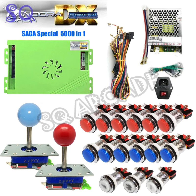 

Bartop DIY Kit Pandora SAGA Box DX Special 5000 Game In 1 Chrome LED Button Zippy Joystick Power for Arcade Machine Cabinet